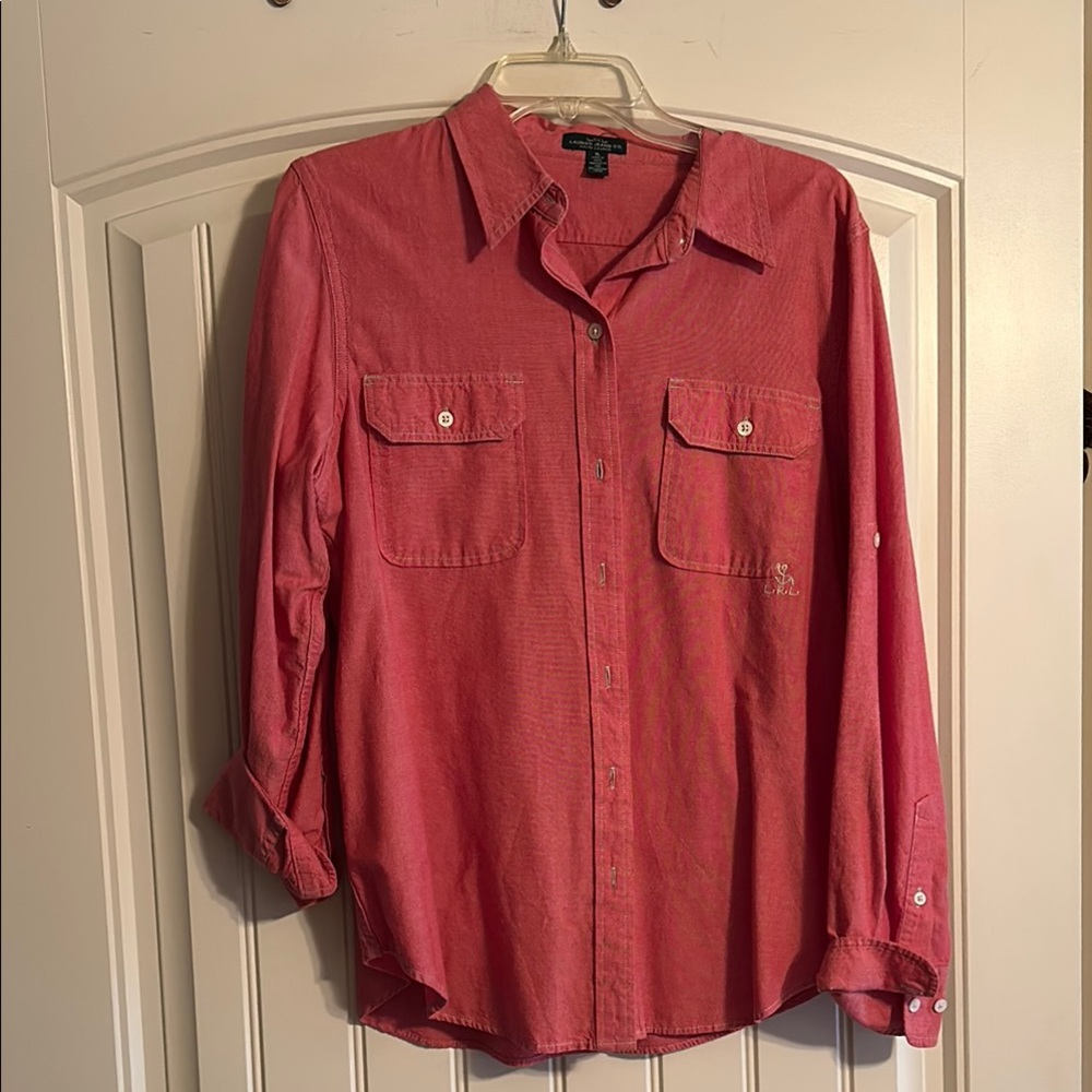 Lauren Ralph Lauren Red Casual Button Down Shirt